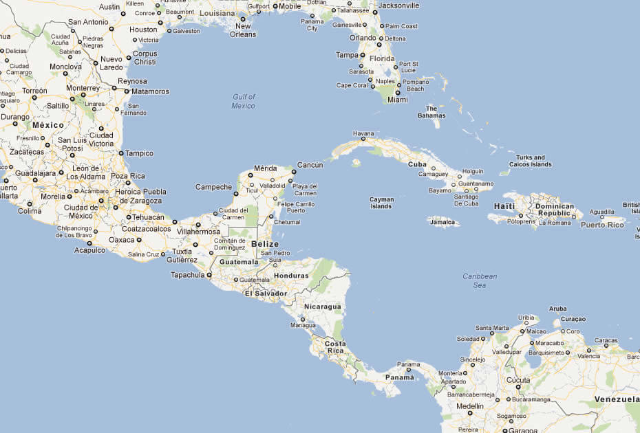 Map of Belize Central America